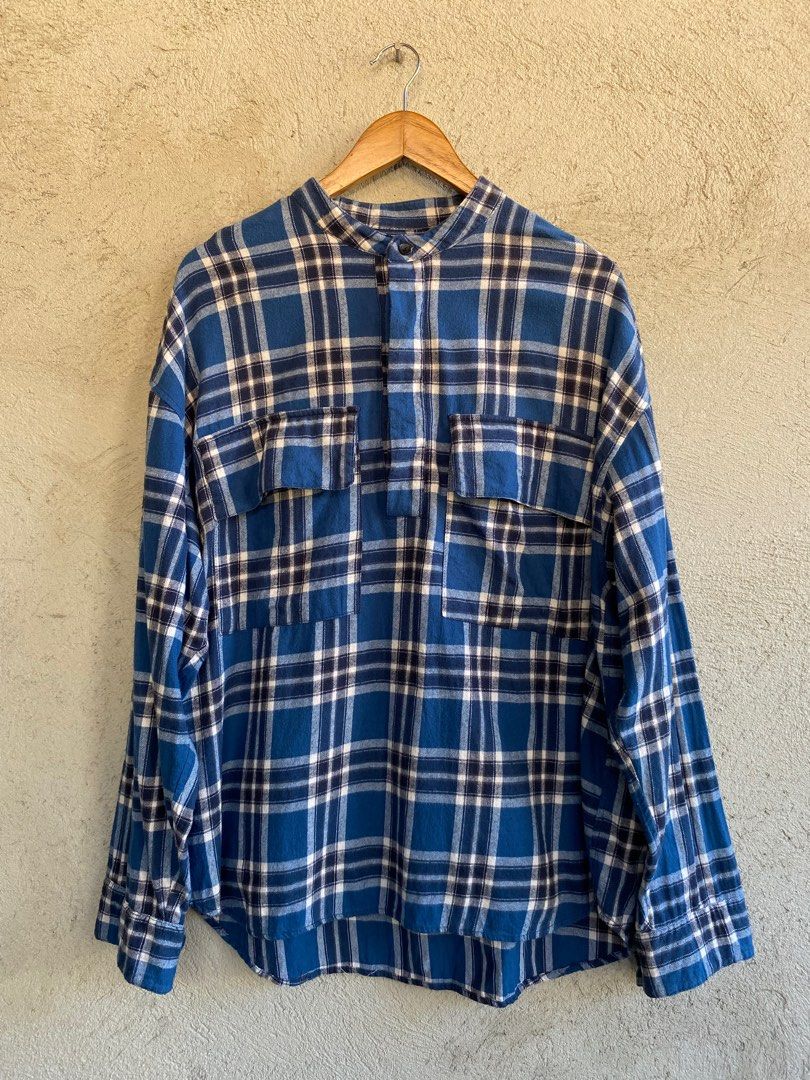 FEAR OF GOD Plaid Flannel Shirt Jacket Blue White SIXTH COLLECTION