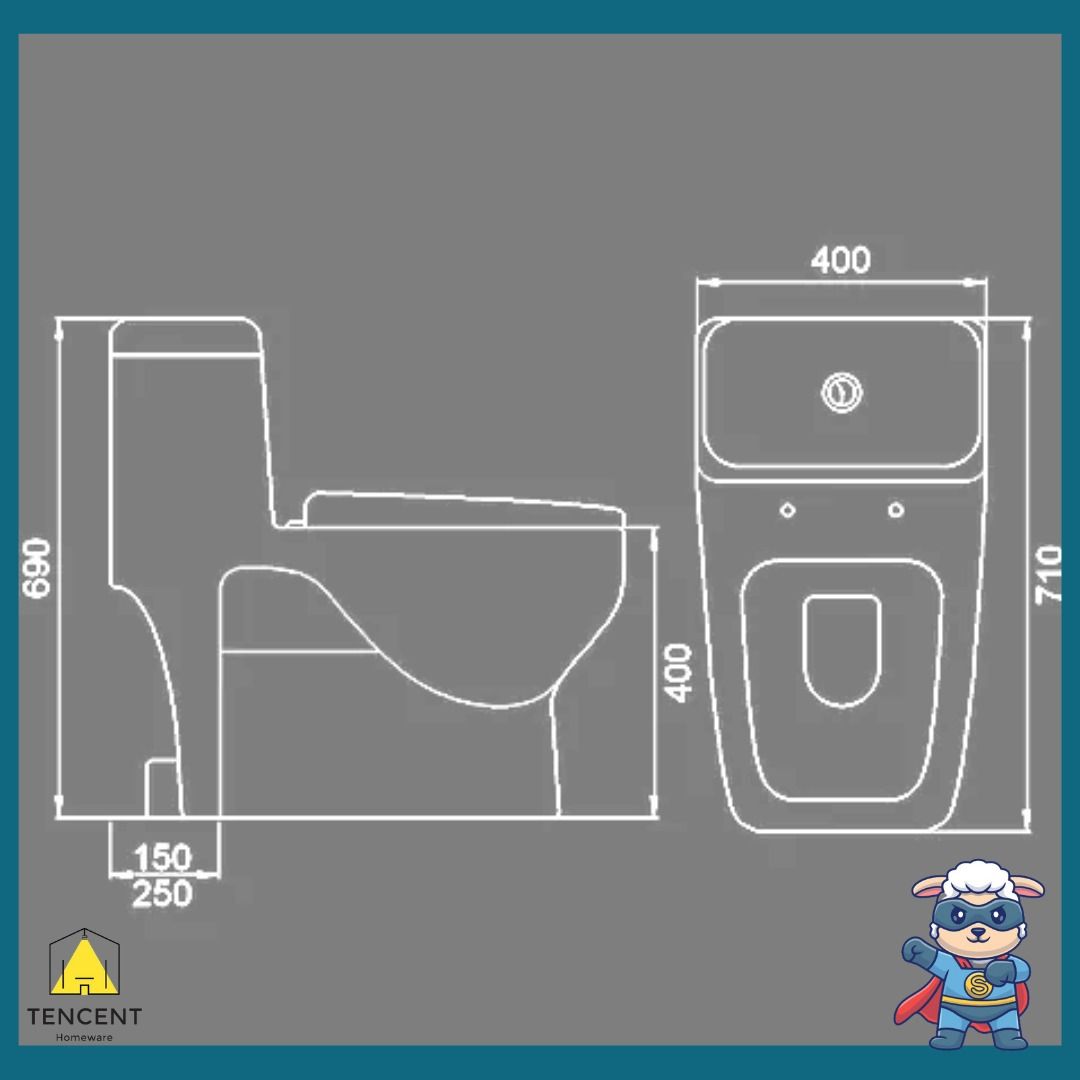 (!FREE SHIPPING!) VELIN A3326 One Piece Low Tank Toilet Bowl with Soft