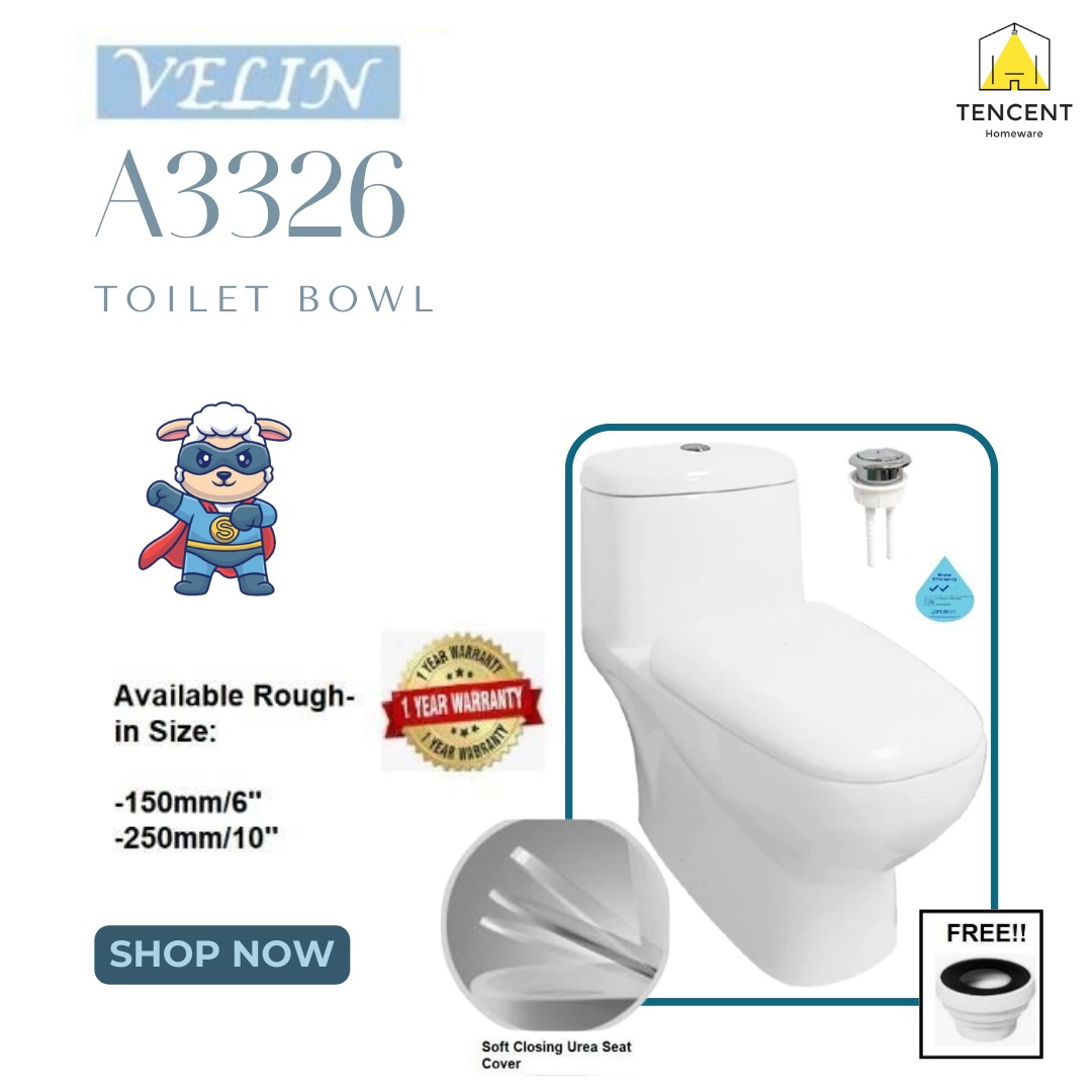 (!FREE SHIPPING!) VELIN A3326 One Piece Low Tank Toilet Bowl with Soft
