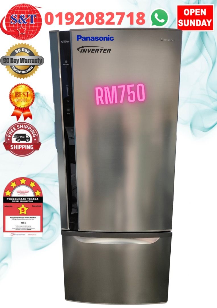 FRIDGE DOUBLE DOOR PANASONIC INVERTER JUMBO, TV & Home Appliances