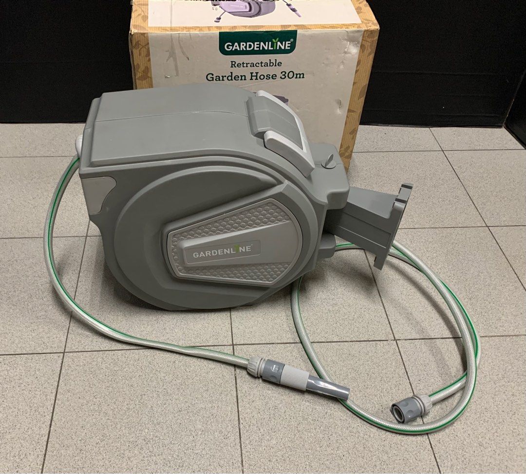 Gardenline Retractable Garden Hose 30m, Furniture & Home Living, Gardening, Hose and Watering