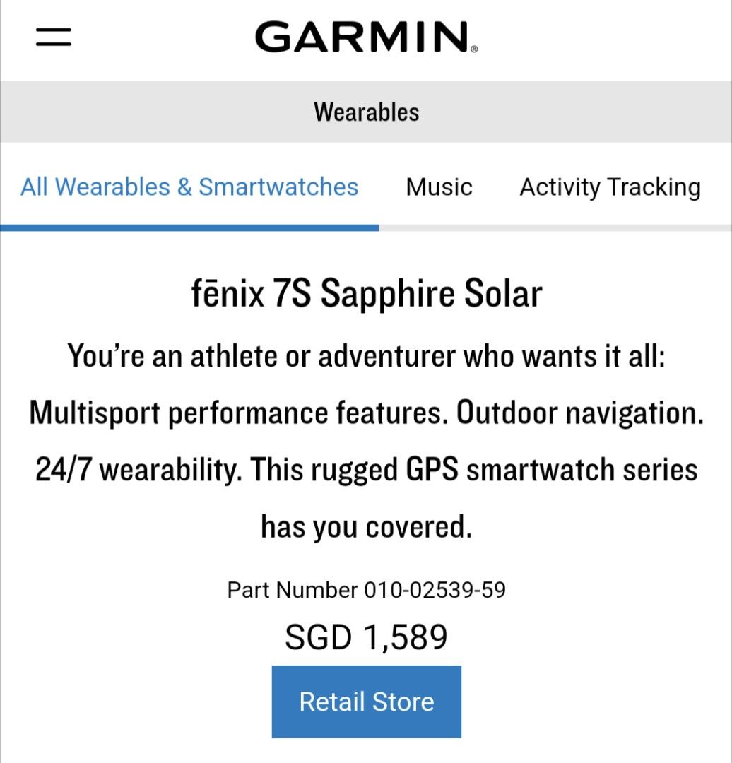 fēnix 7S Sapphire Solar, Wearables
