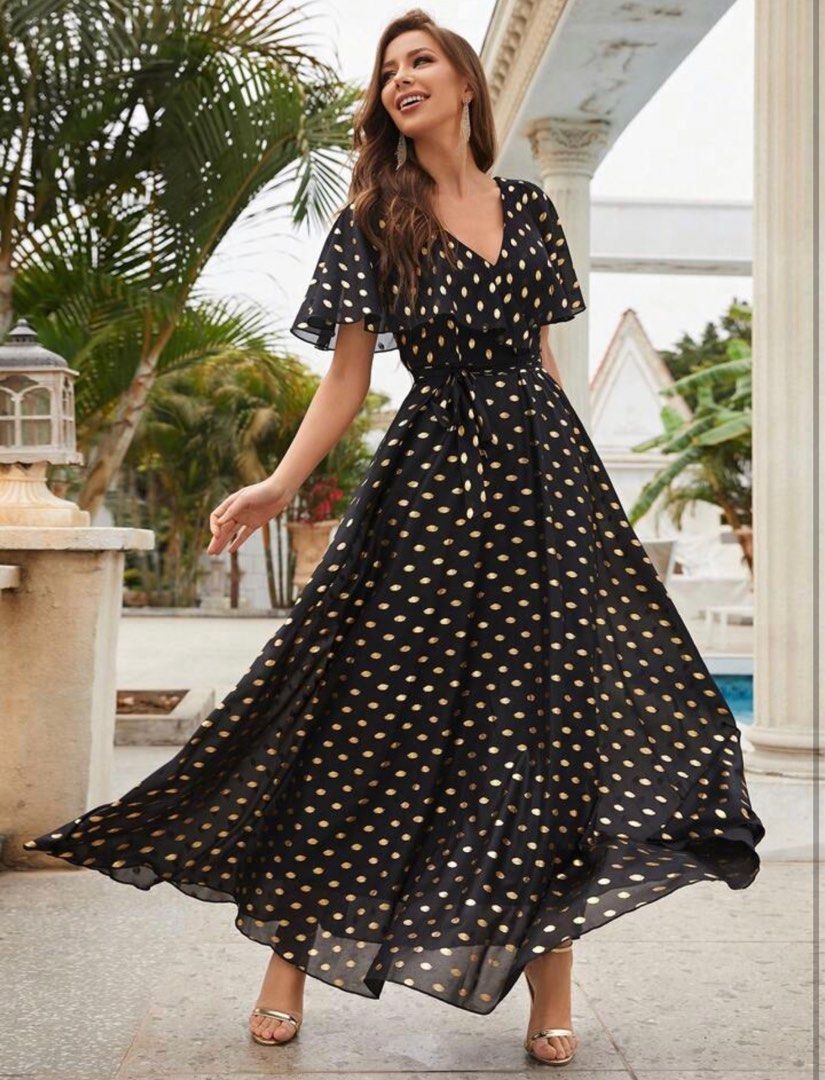 Gold polka dot dress sale