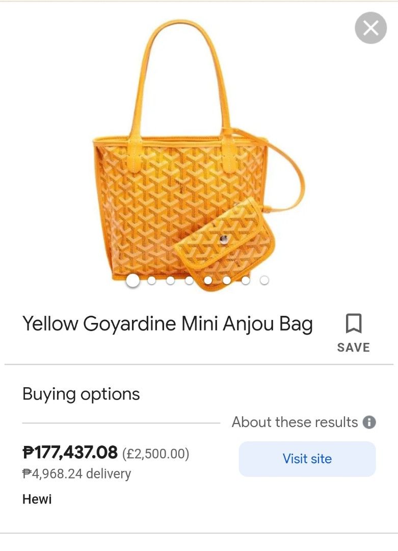 Goyard Anjou Tote Mini Yellow, Luxury, Bags & Wallets on Carousell