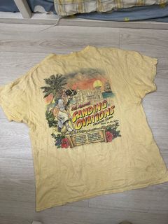 graphic pastel yellow cream khaki vintage thrifted tee t shirt