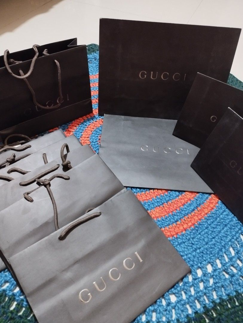Gucci paper bag bundle (Category: Luxury Accessories) located in San Jose. Submitted by cheapest_thrill_closet (Listing ID 1242750044, Image 1). Description: .