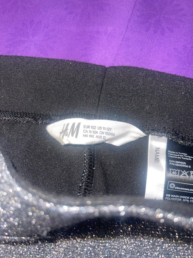 H M Silver Glitter Leggings Jogging Pants Women s Fashion