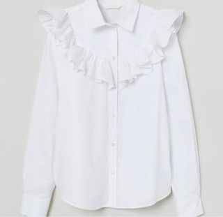 H&M white ruffle shirt