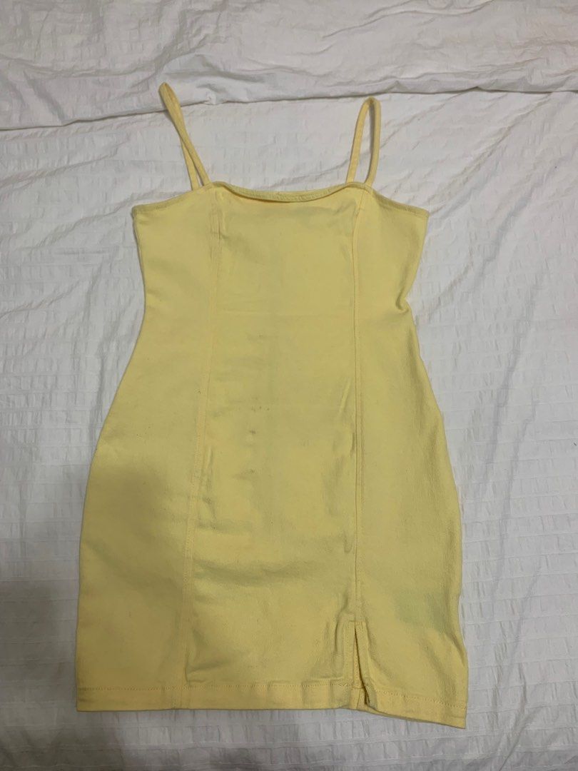 H&m yellow 2025 denim dress