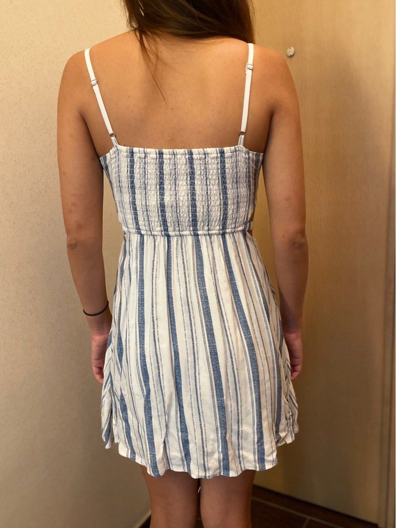 Hollister blue and white striped dress discount