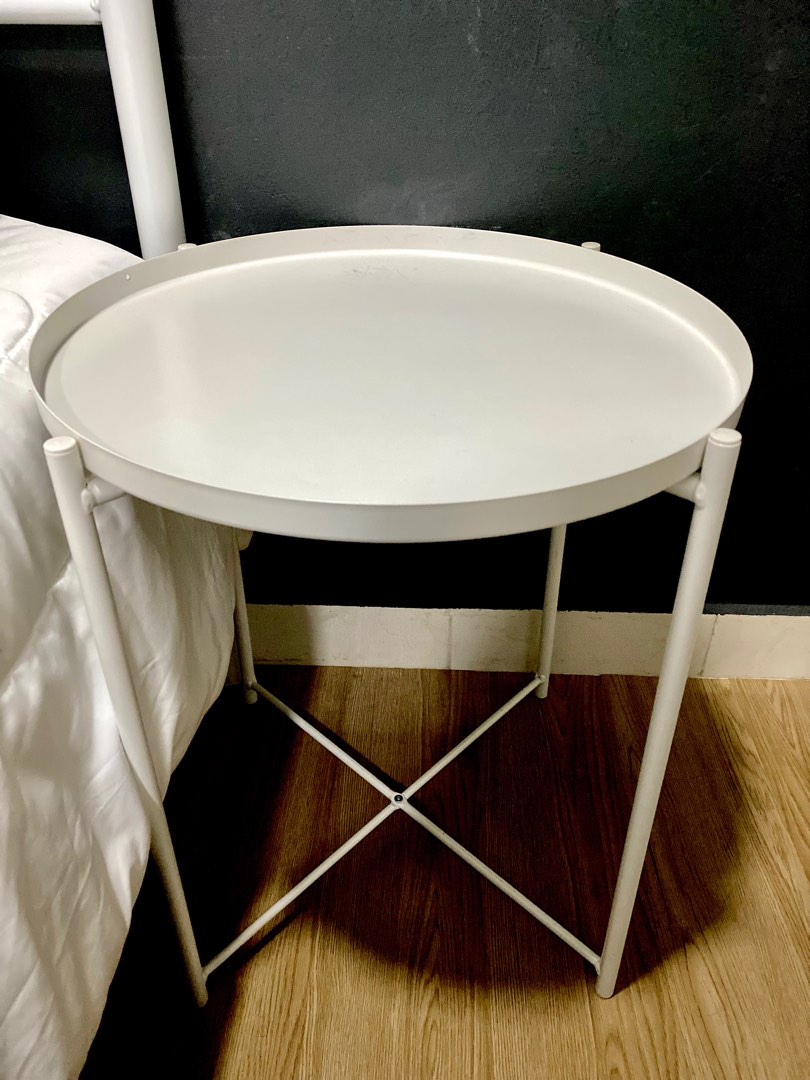 Ikea Gladom Side Table White Round Side Table, Furniture & Home Living