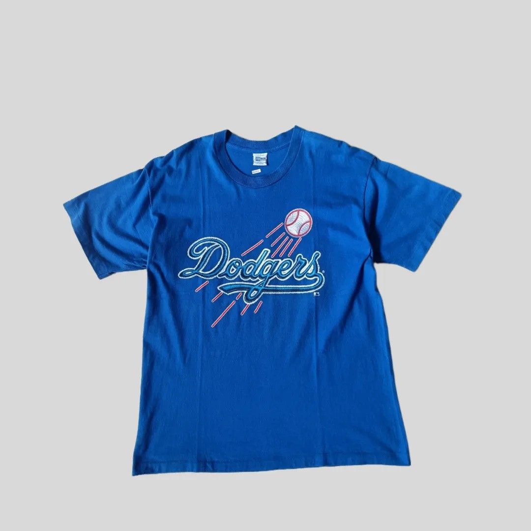 ADIDAS - DODGERS Blue Jersey, Fesyen Pria, Pakaian , Atasan di Carousell