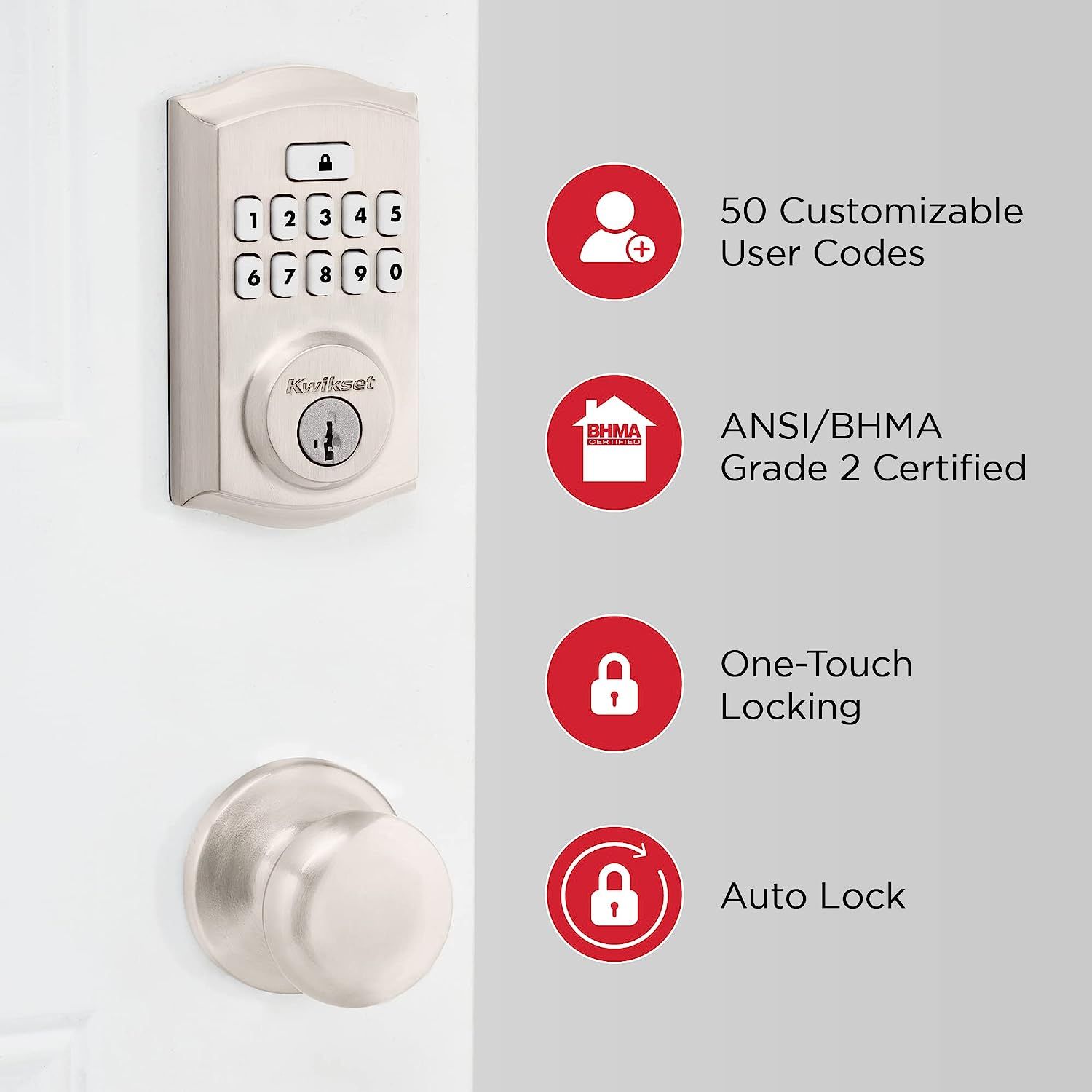 Kwikset SmartCode 260 Keyless Electronic Keypad Deadbolt, Microban