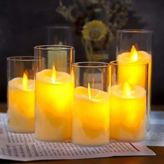 LED Flameless Plastic Swing Candle/Flickering Candle Battery Operated Tea Lights Ornament for Wedding Birthday Party Holiday Home Decoration