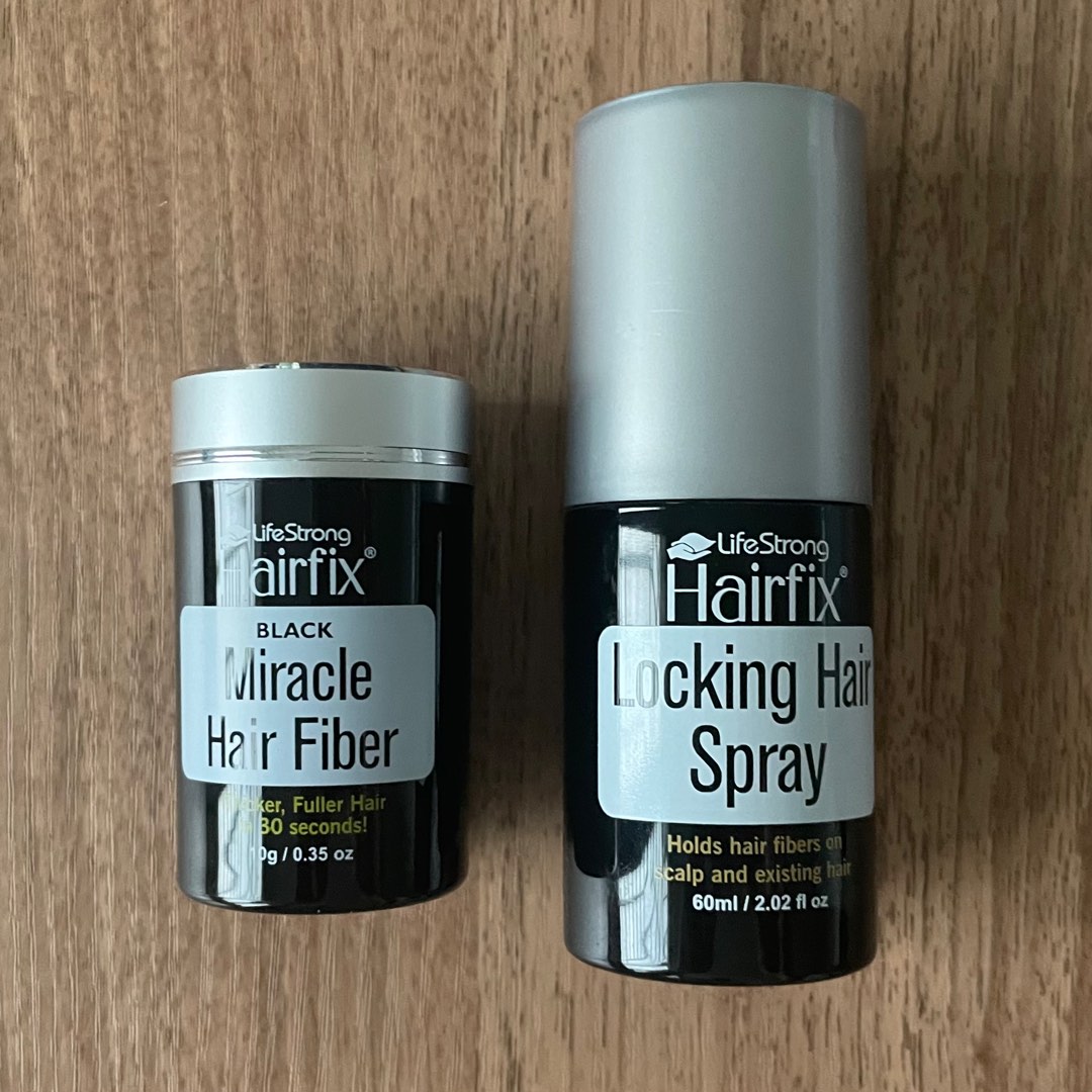 LifeStrong Hairfix “Black” Miracle Hair Fiber & Locking Hair Spray (USED), Beauty & Personal