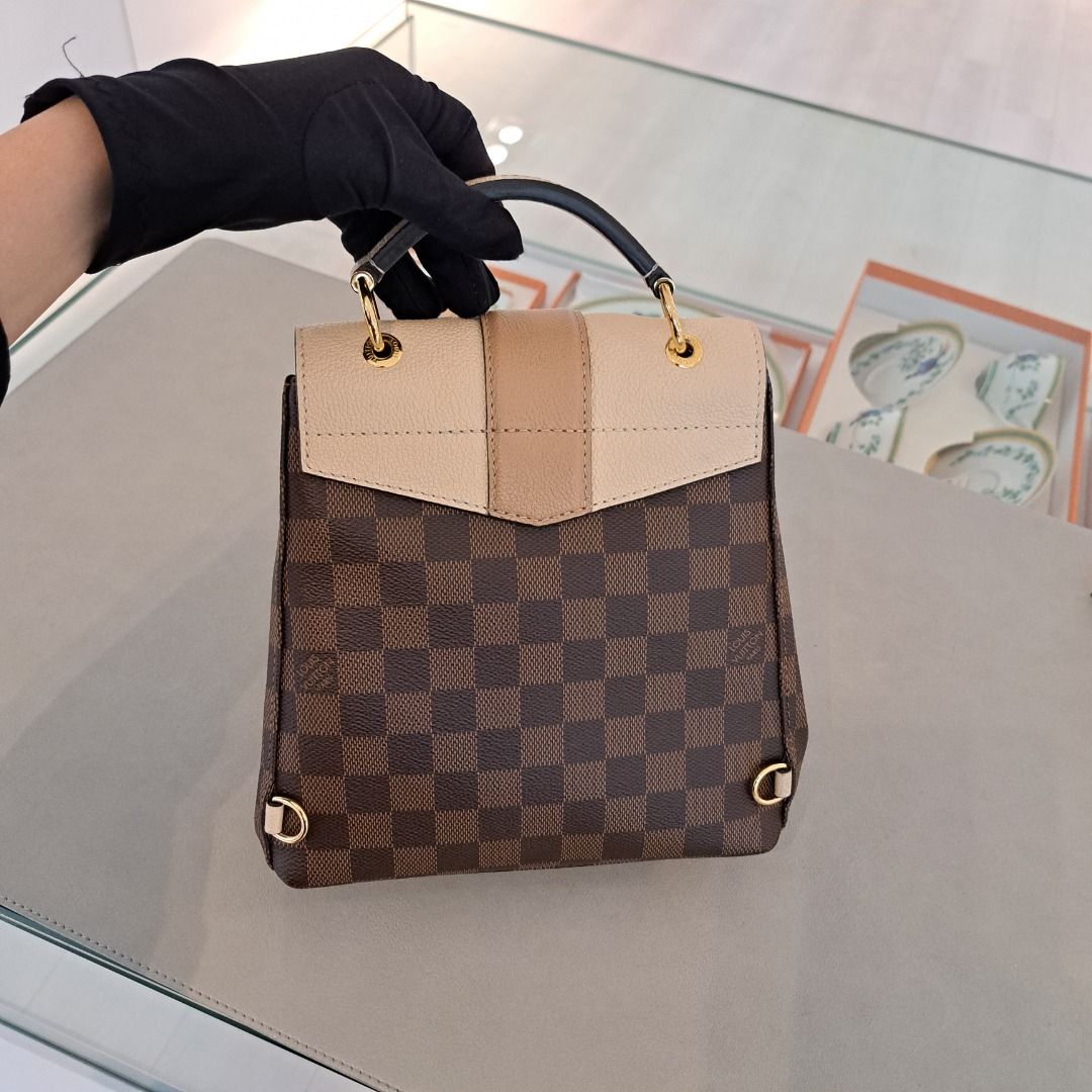 louis vuitton damier ebene x creme clapton backpack n42259 (sr3168), with  dust cover & box