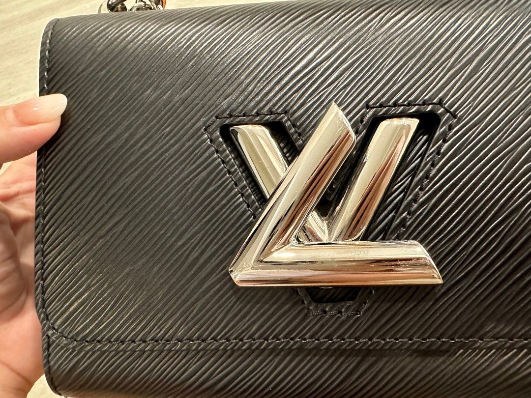 BNIB Authentic Louis Vuitton Black/Gold Leather TWIST PM Bag Black Hardware