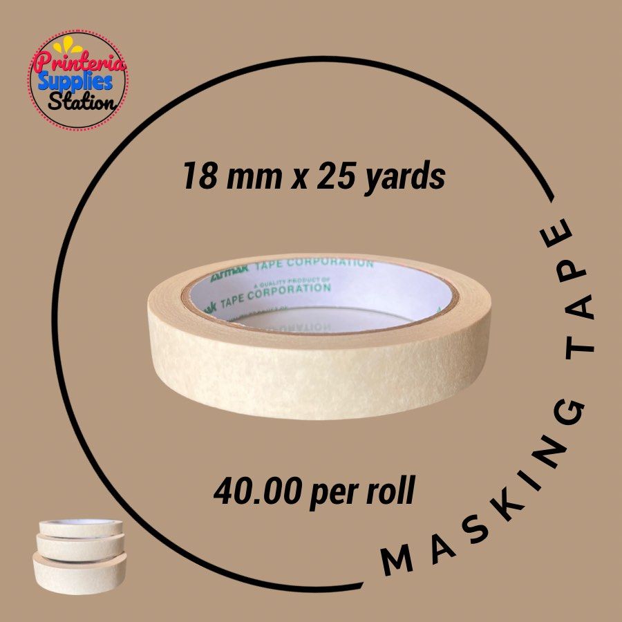 Masking Tape ARMAK BRAND (Category: Craft Supplies & Tools) located in Quezon City. Submitted by printeriaph (Listing ID 1242844422, Image 3). Description: Masking Tape ARMAK BRAND BRAND: Armak SIZES AVAILABLE: 1/2” / 12mm x 25yrds 3/4” / 18mm x 25yrds 1” / 24mm x 25yrds.