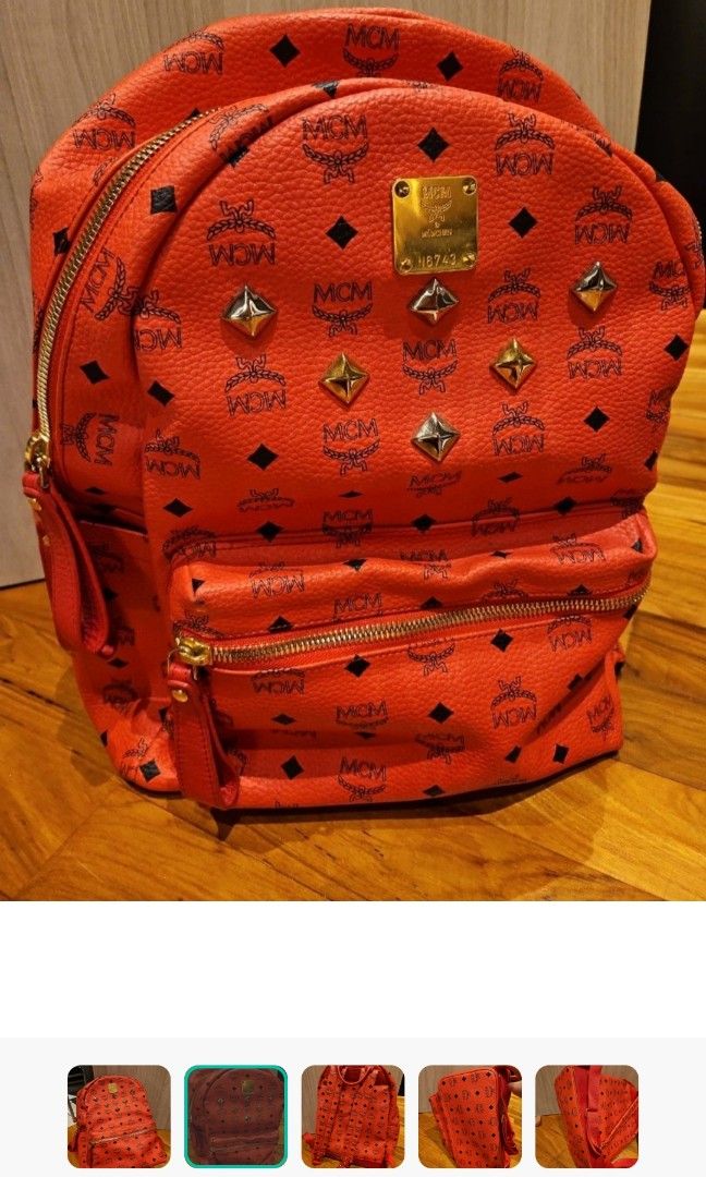 Fake red mcm backpack online