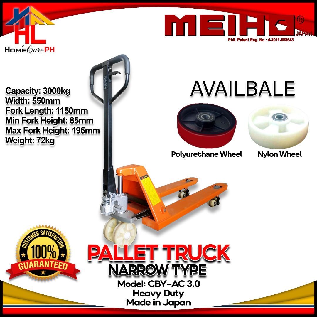 Meiho Hand Pallet Truck (Narrow Type) 2.5 Ton / 3 Ton, Commercial