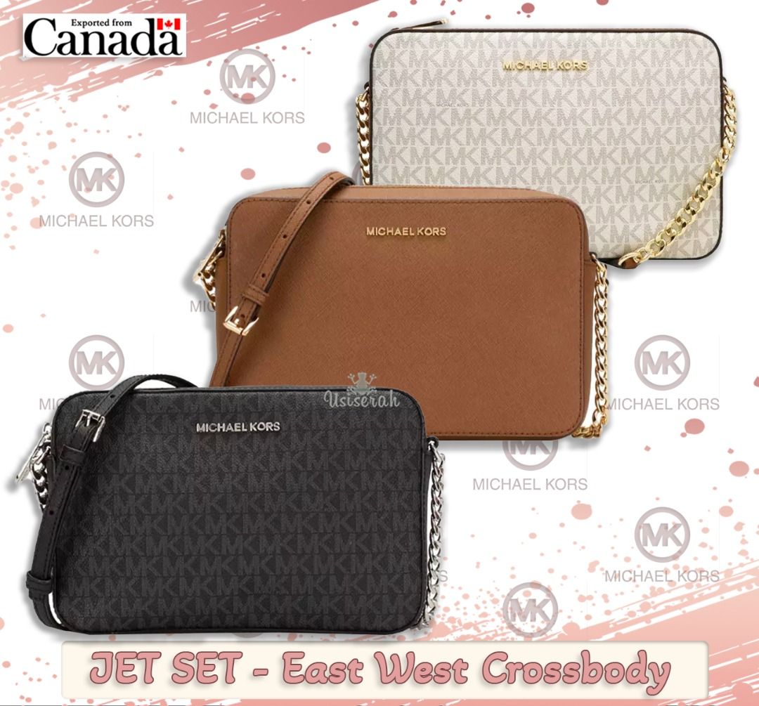 MICHAEL KORS Jet Set Signature Leather East West Crossbody