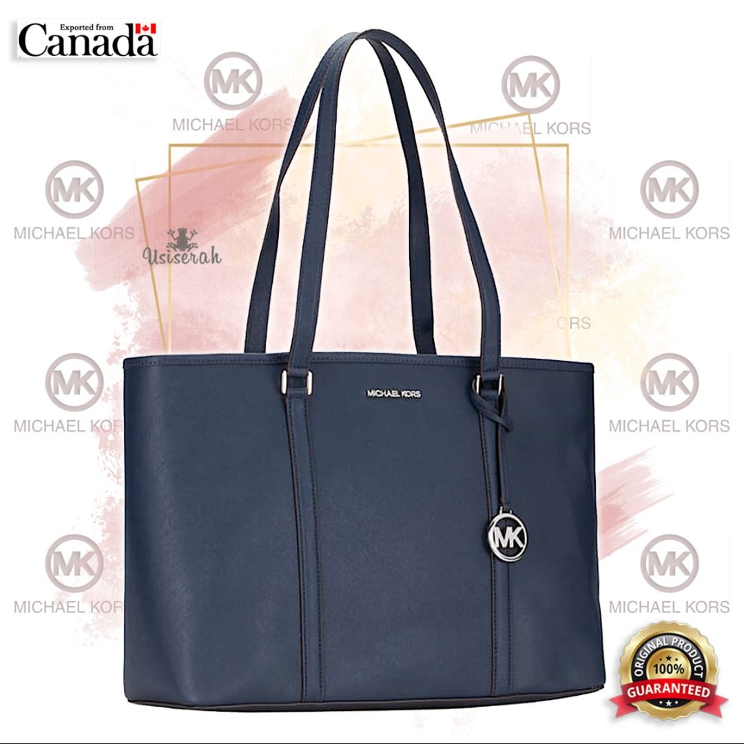 MICHAEL KORS 35T7SD4T7L SADY Large Leather Top Zip in Navy Hand