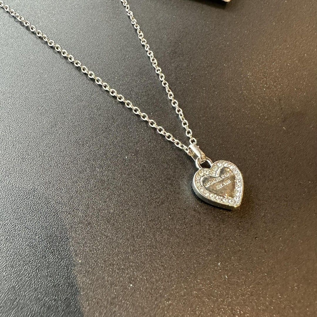Precious Metal-Plated Sterling Silver Pavé Heart Necklace | Michael Kors  Canada