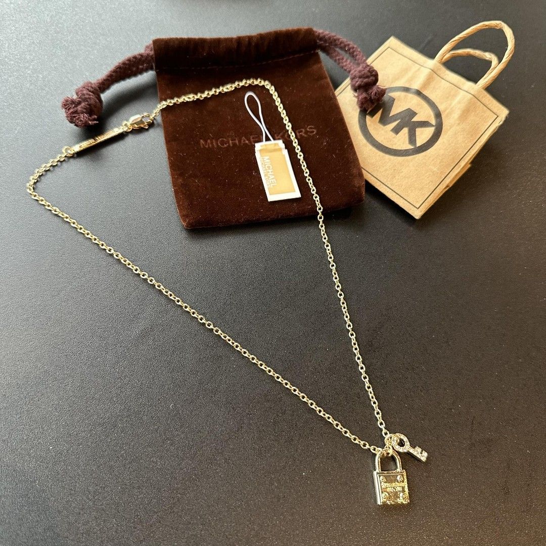 Gold-Tone Padlock Charm Necklace | Michael Kors