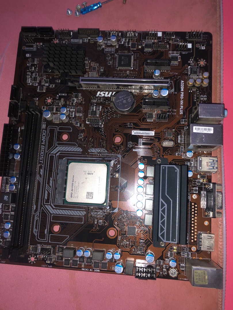 Msi a320m provh plus motherboard with AMD A6 9500 Cpu, Computers