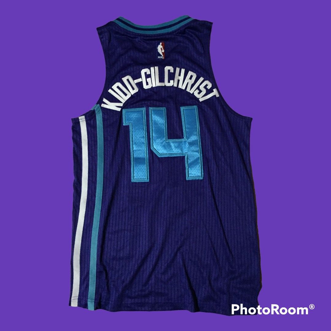 LARRY JOHNSON CHARLOTTE HORNETS PURPLE SEWN AUTHENTIC Champion