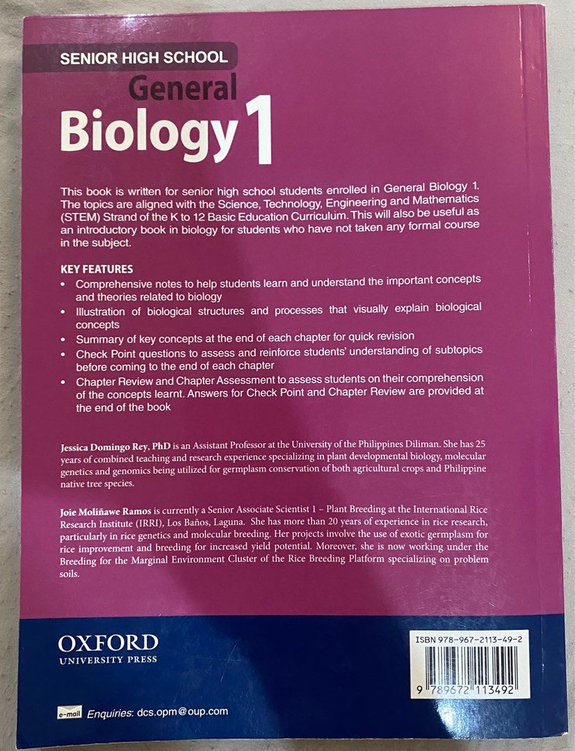 OXFORD SENIOR HIGH SCHOOL General Biology 1, Hobbies & Toys, Books ...