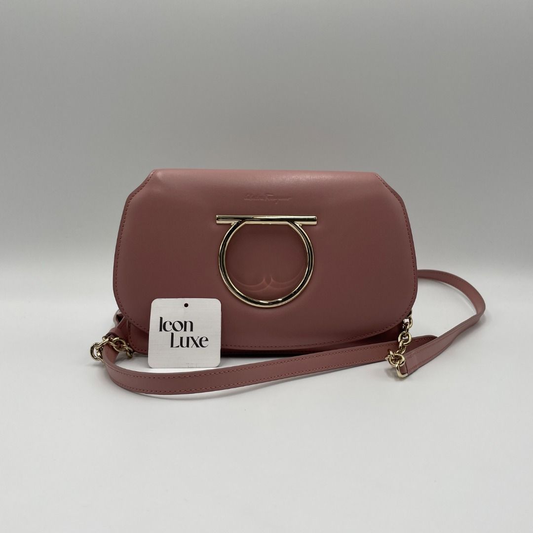 P2442 Salvatore Ferragamo Calfskin Vela Crossbody Bag Antique Rose