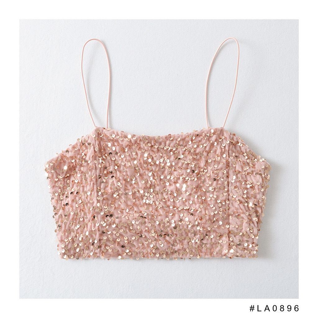 Pink, Black Sequin, Fesyen Wanita, Pakaian Wanita, Atasan di Carousell