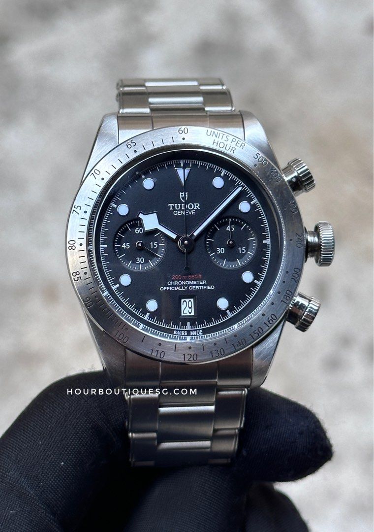 Pre Owned Tudor Black Bay Chrono Black Dial Steel Bezel 79350
