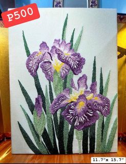 Purple Iris Flower Japanese Punch Embroidery