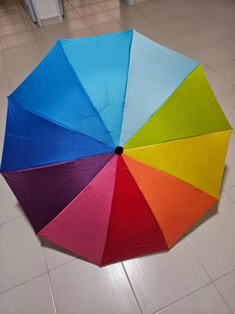 Rainbow colours short umbrella, Hobbies & Toys, Travel, Umbrellas on