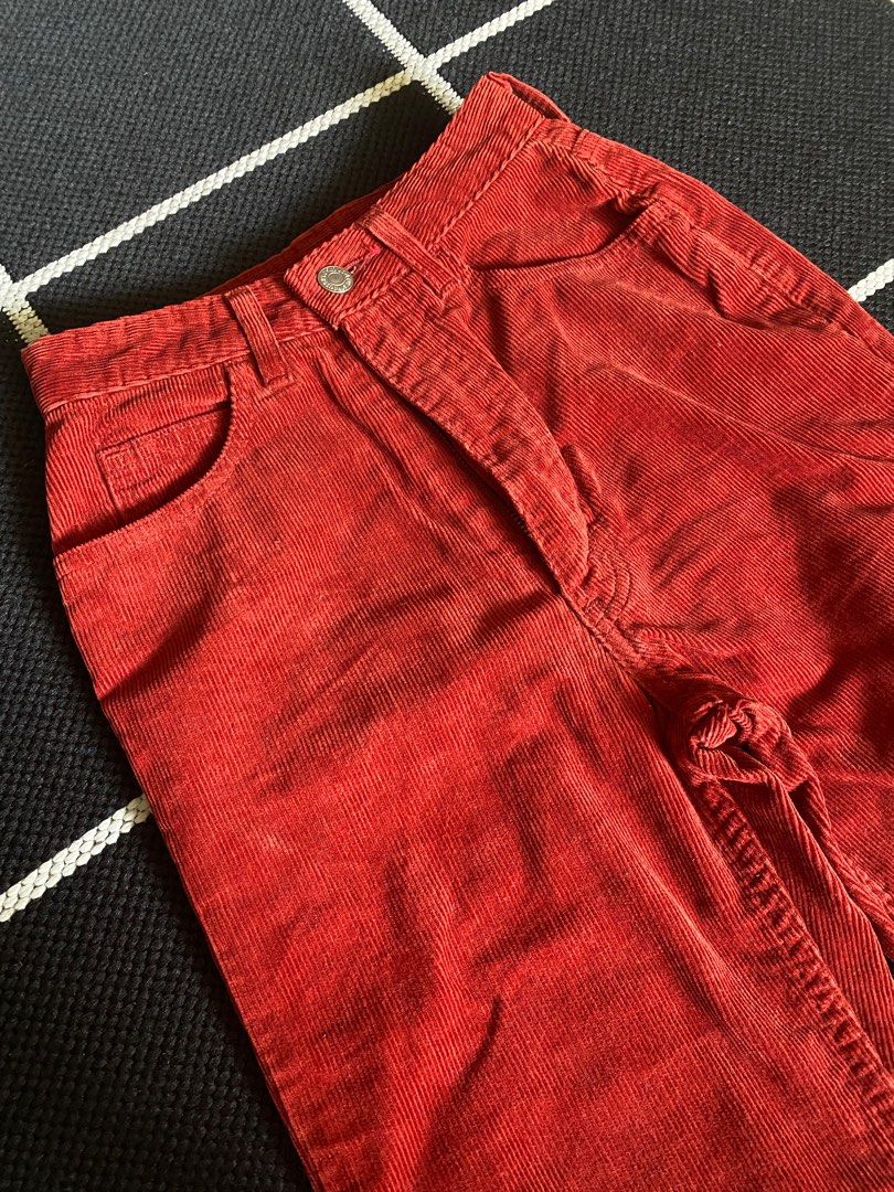 Red Corduroy Pants, Women's Fashion, Bottoms, Jeans & Leggings on Carousell