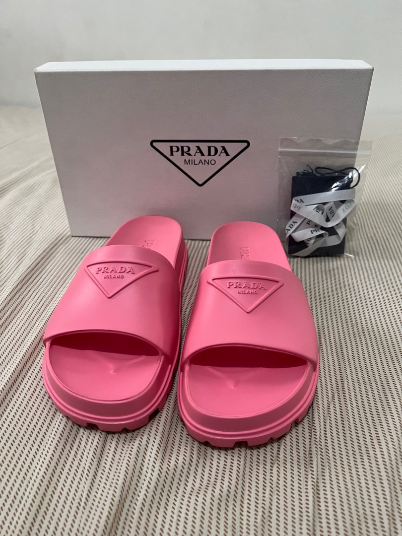 REPOST RUSH STEAL PRICE Luxury Brand Prada Pink Begonia Slides