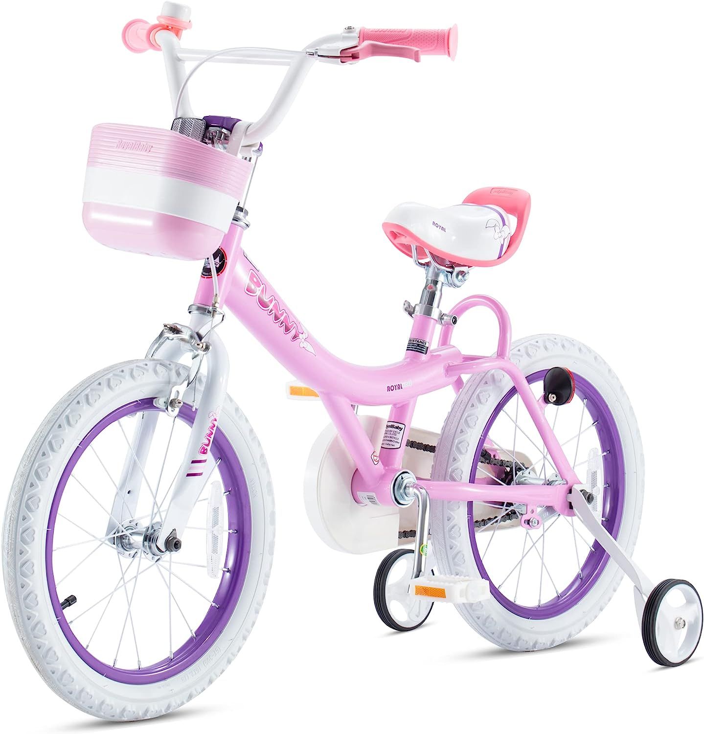 Royalbaby Jenny Girls Kids Bike 12 Inch Childrens Beginner Bicycles with Training Wheels Basket Pink White Purple Bunny Pink 12 Inch With Training Wheels Sports Equipment Bicycles Parts Bicycles on Ca...