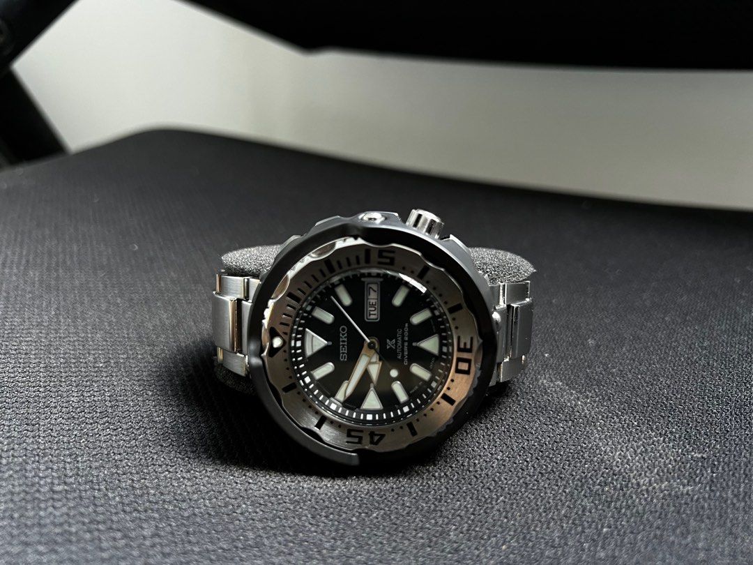 Seiko SRPA79J1 Black Monster Baby Tuna Men s Fashion Watches