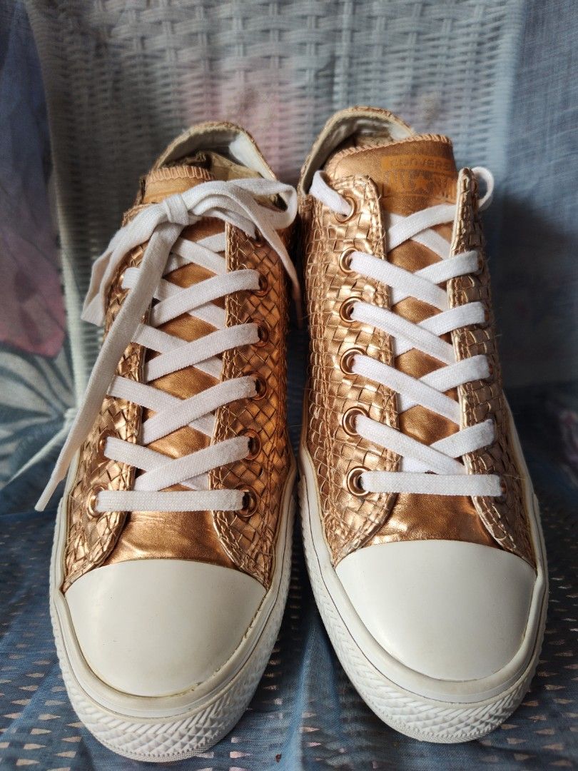 Converse basse rose sales metallic