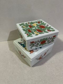 Set of 2: Jewelry Ceramic Box Trinket