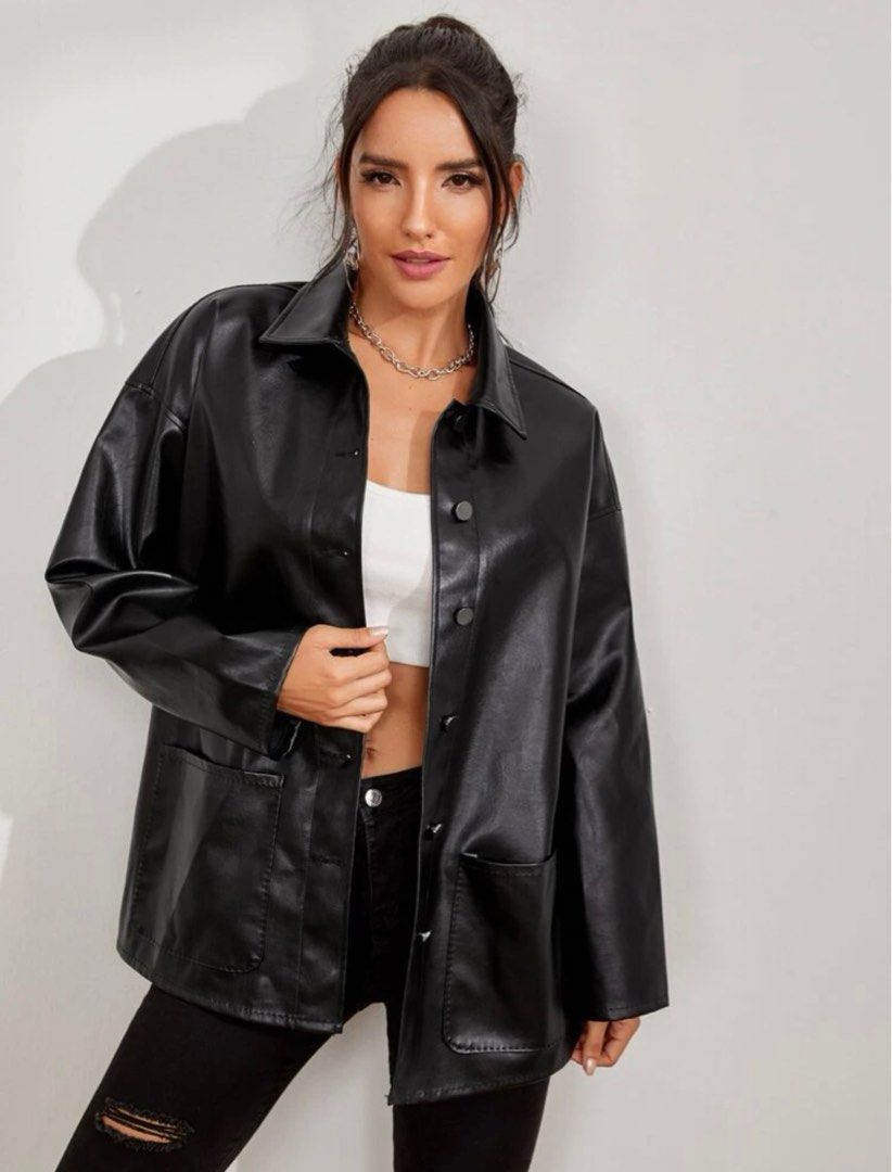 Shein black jacket clearance