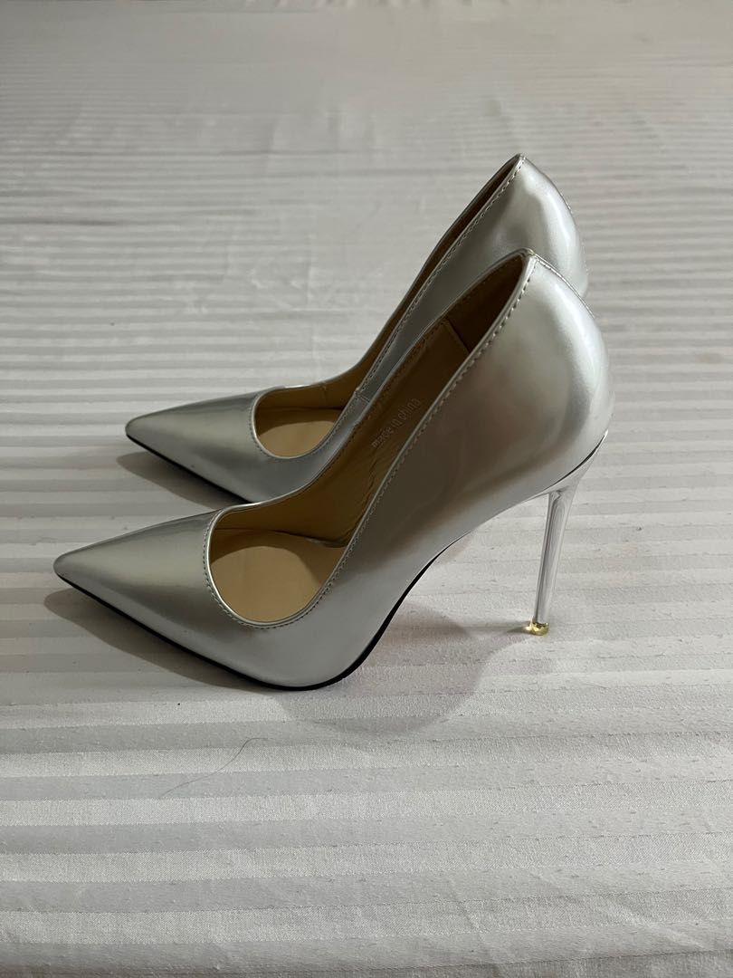 stiletto heels silver
