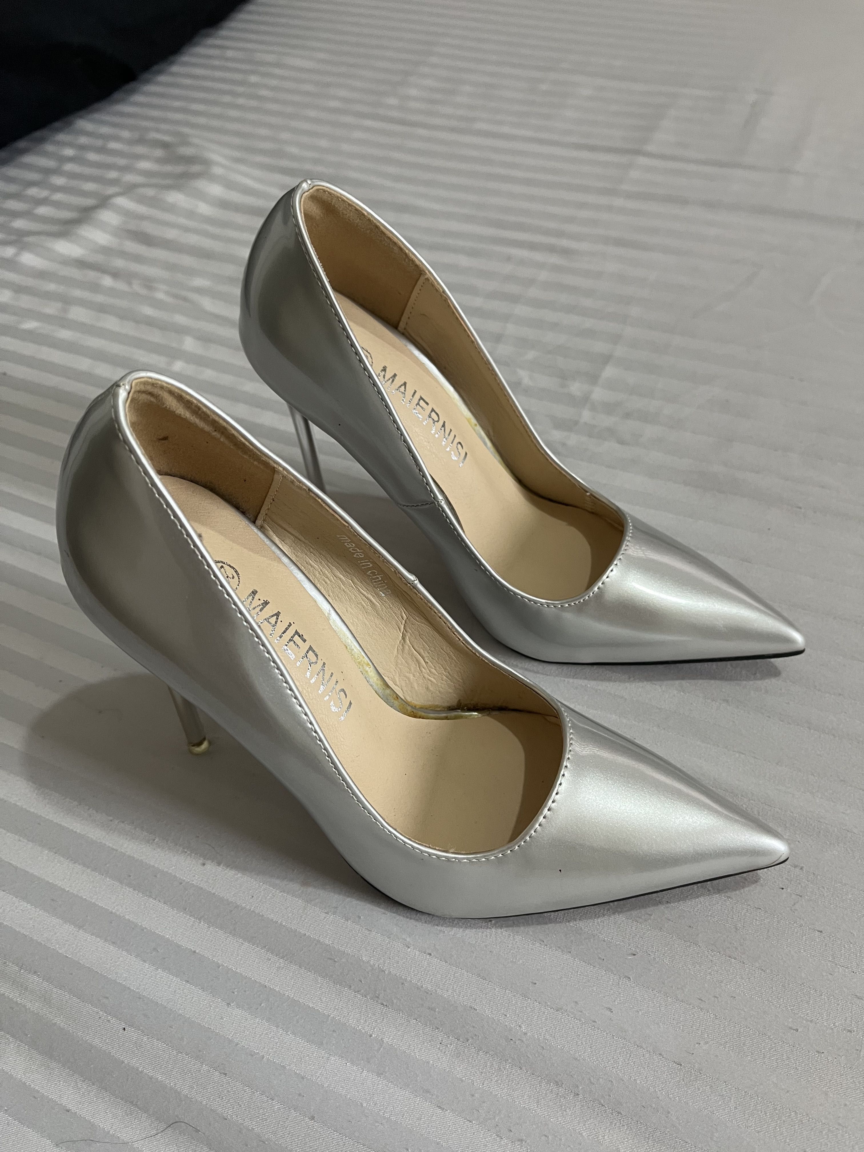 stiletto heels silver