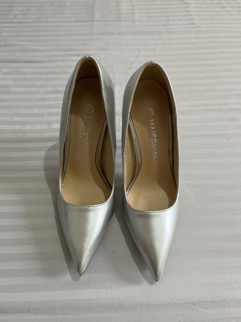 stiletto heels silver