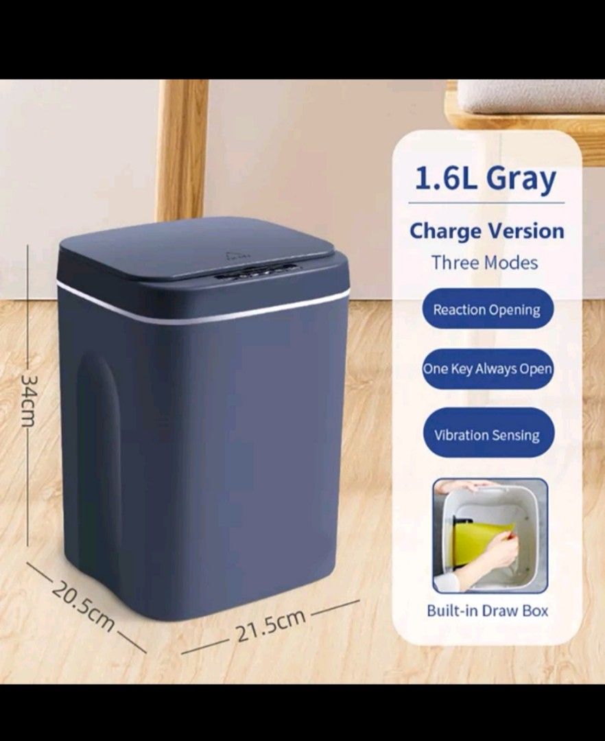 Smart Sensor Dustbin 16L Capacity, Furniture & Home Living, Cleaning ...