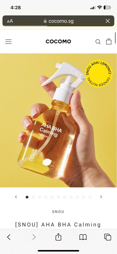 [SNOU] AHA BHA Calming Body Spray 150ml, Beauty & Personal Care, Bath ...