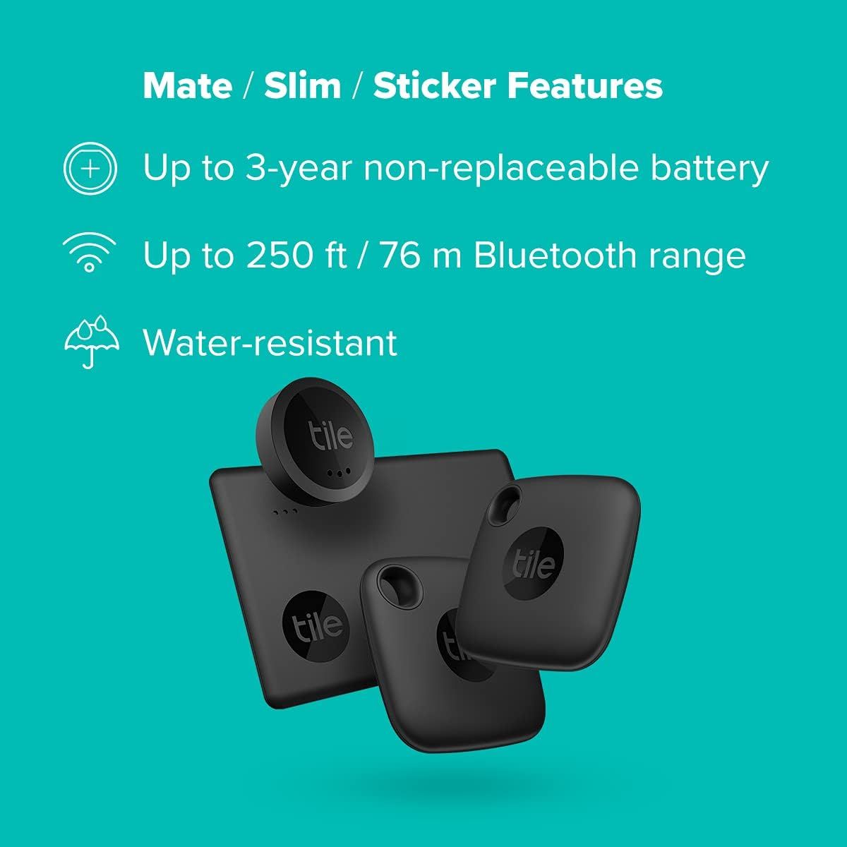 Tile Sticker 2-Pack. Small Bluetooth Tracker, Remote Finder and Item  Locator 76M