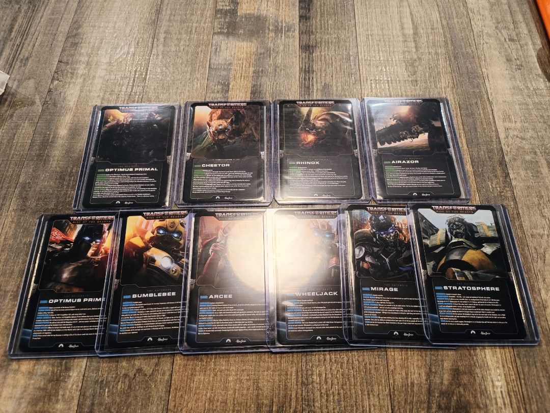 Transformers Rise of the Beasts collectible cards. Full 10card set